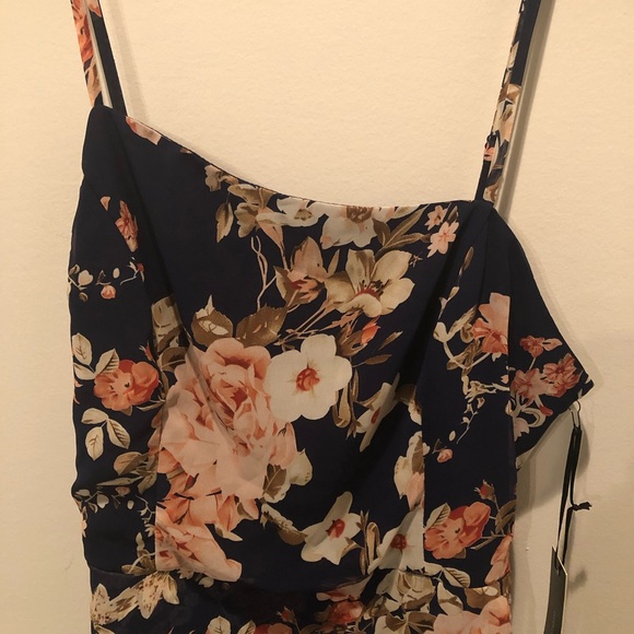NWT Lulus Reflection Navy Blue Floral Print High-Low Dress Size X-Large - Picture 9 of 13